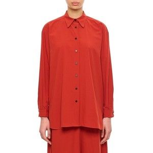 Dusan Red Shirt With Pointed Collar And Elegant Draping - NWT